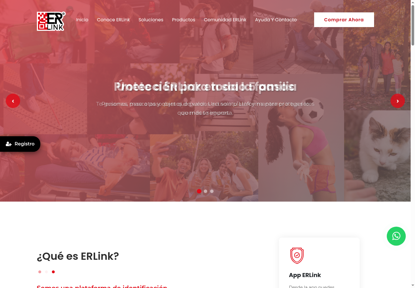 ERLink landing page screenshot