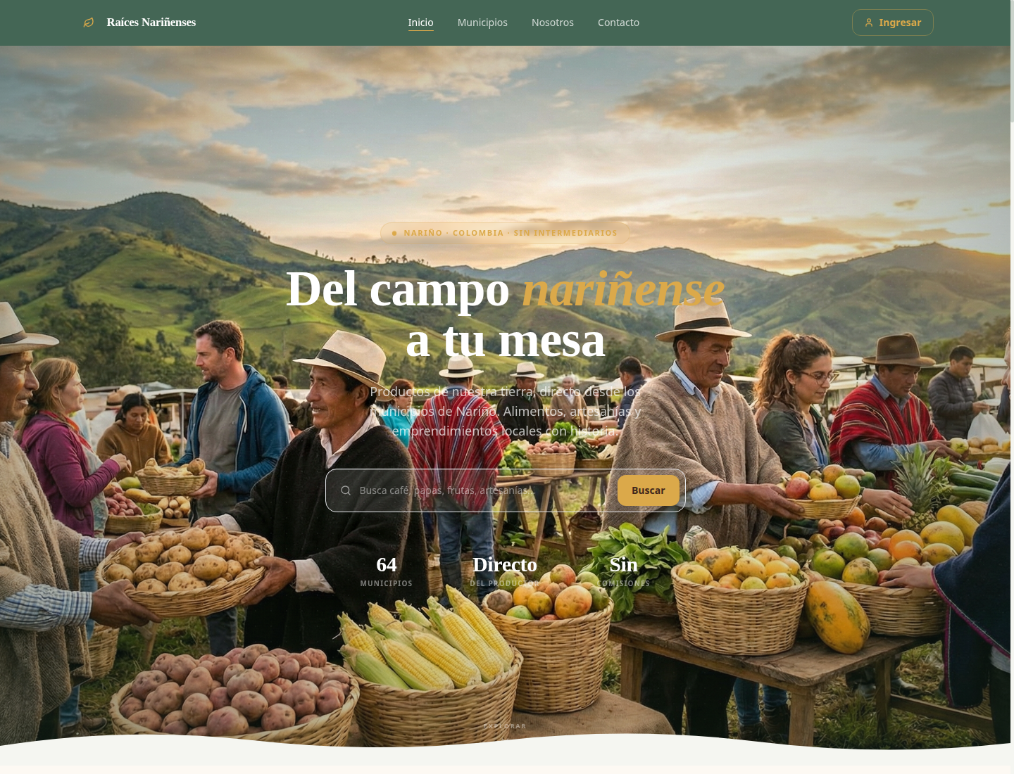 Raices Narinenses marketplace screenshot