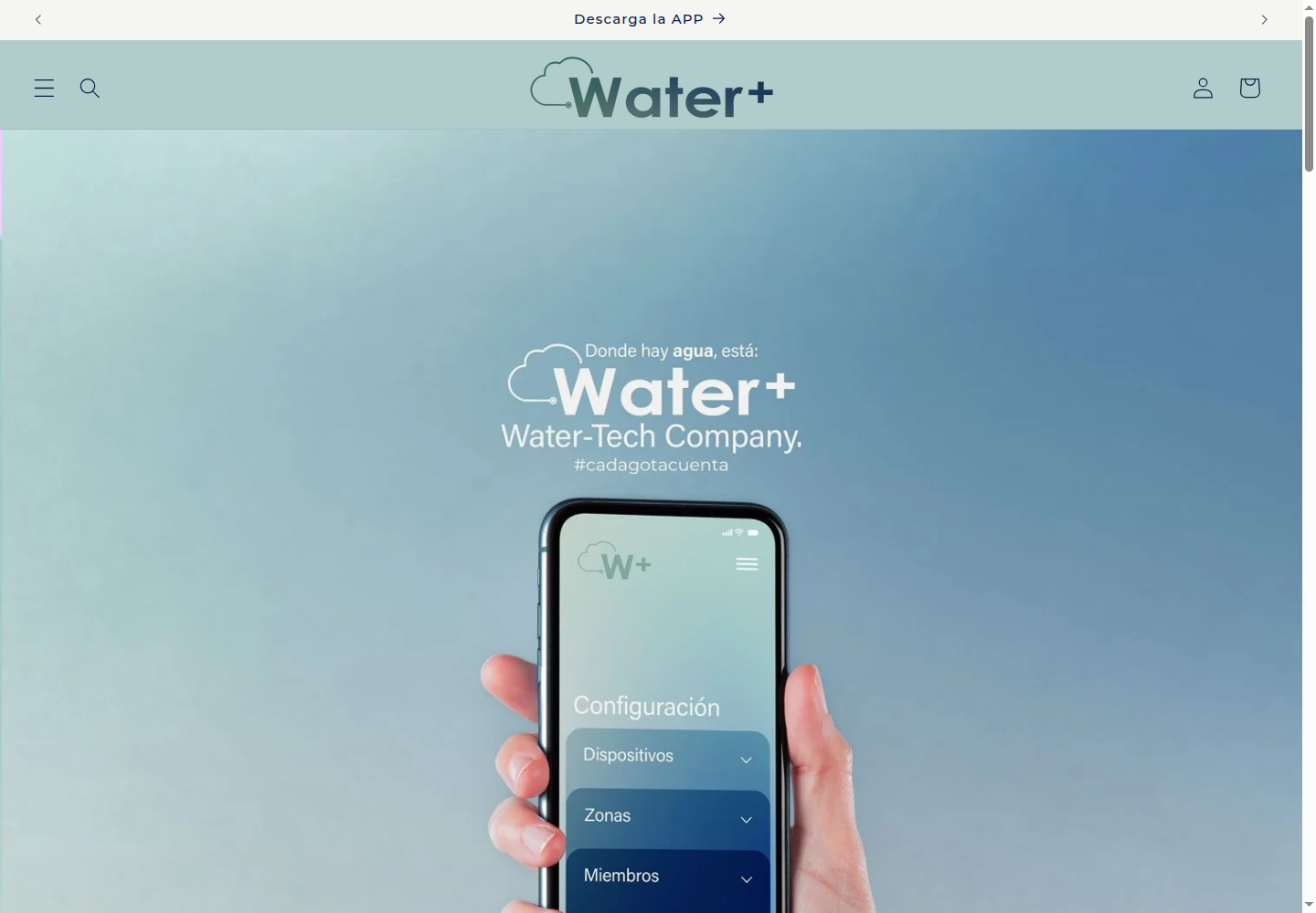 WaterPlus public website screenshot